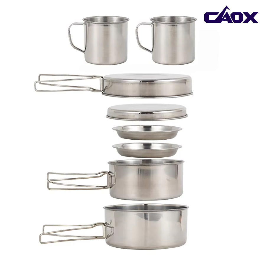 Camping Cooking Hot Plate - CAOX 8pcs/Set Camping Cookware Mess Kit