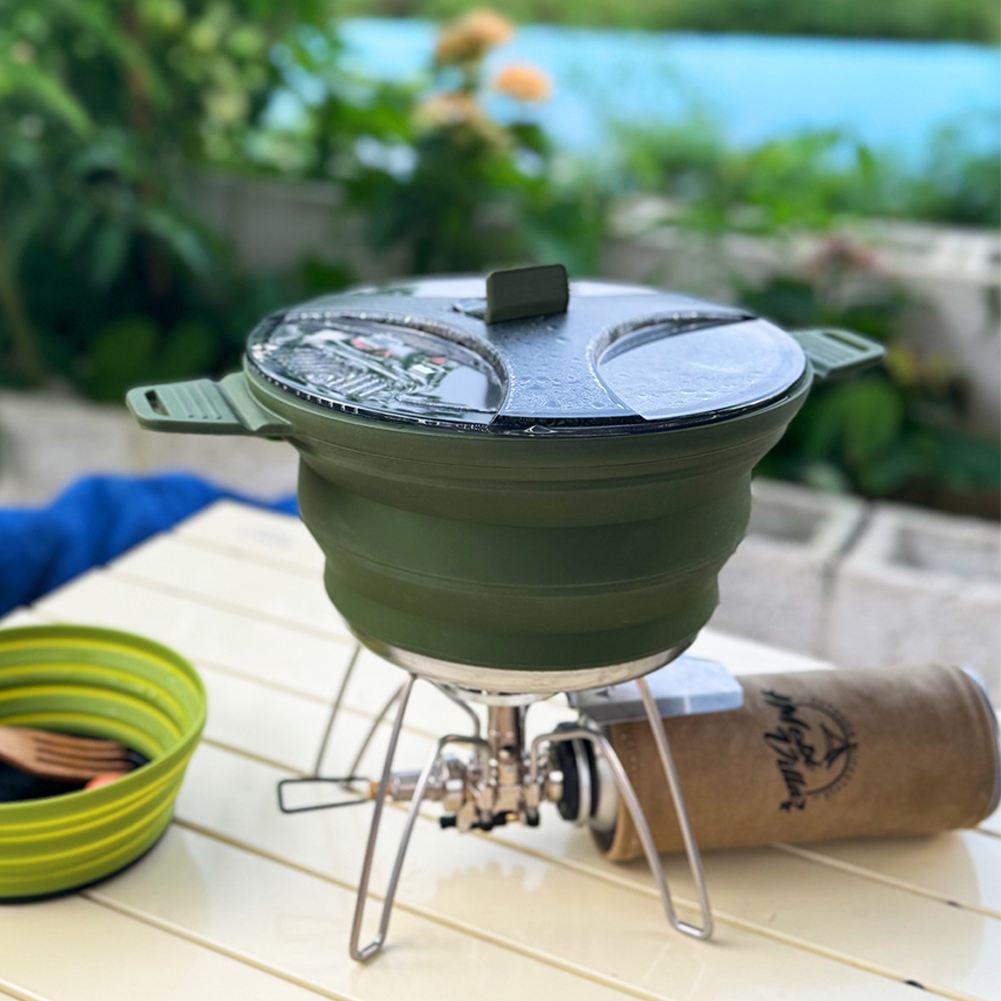 Camping Hiking Cooking - Outdoor Camping Folding Pot, Silicone Hiking