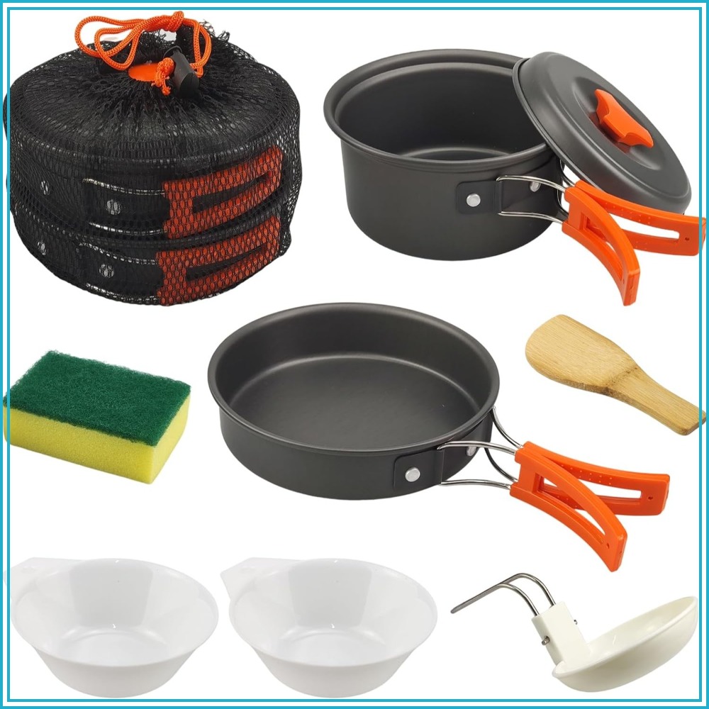 Camping Hiking Cooking - 7Pcs Camping Pan Set - Backpack