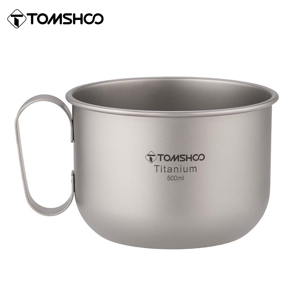 Camping Cooking Pot With Lid - Tomshoo 500ml Titanium Cup w Lid