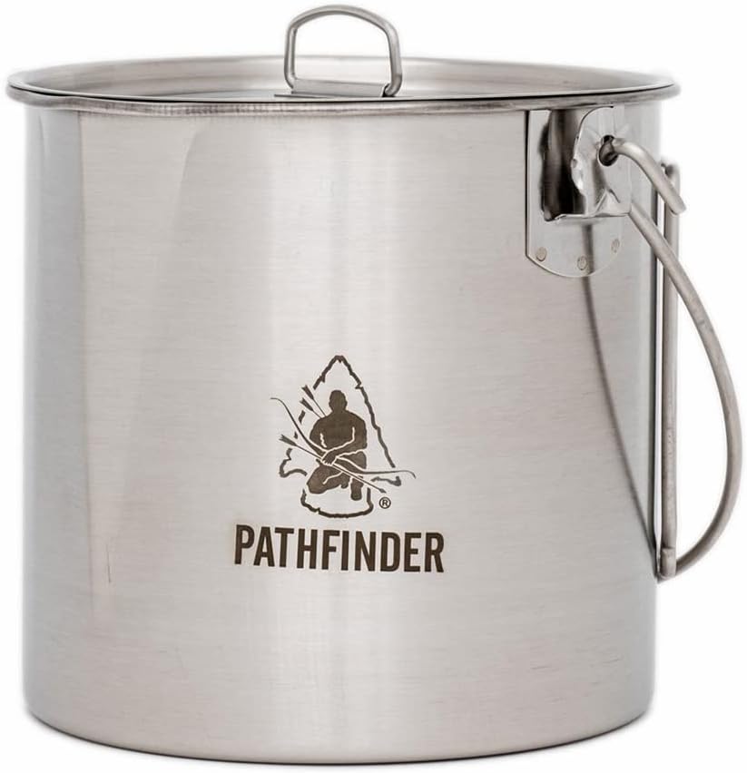 Camping Cooking Pot With Lid - Stainless Steel Bush Pot and Lid