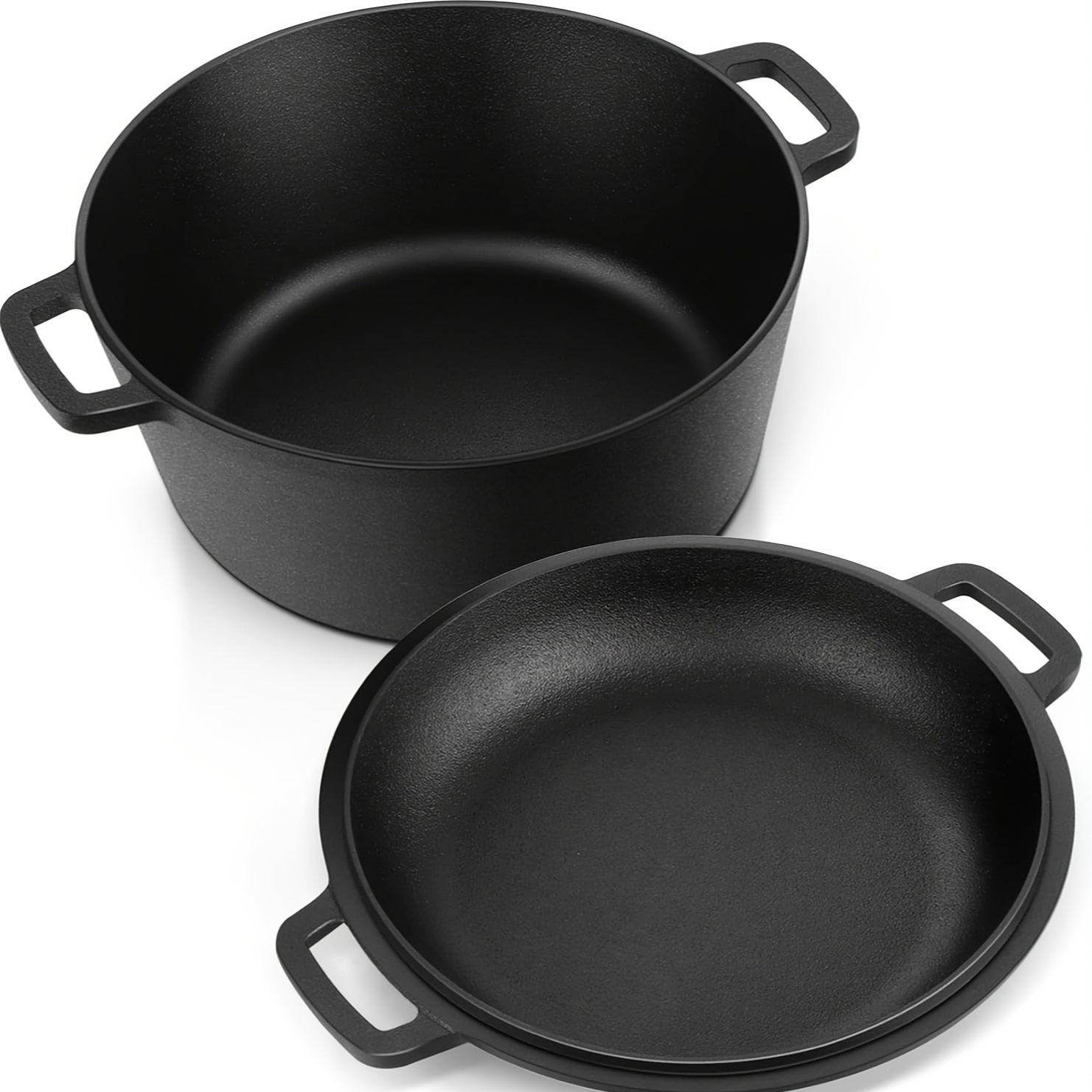 Camping Cooking Pot With Lid - Black 5 QT Cast Iron Dutch