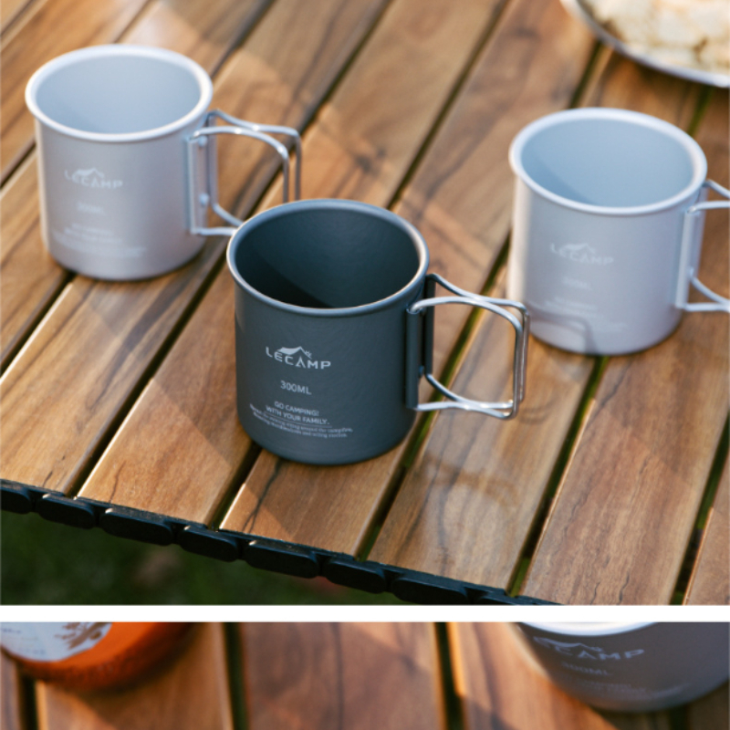 Camping Cooking And Dining Set - 1Pcs Outdoor Camping Fold Titanium Cup
