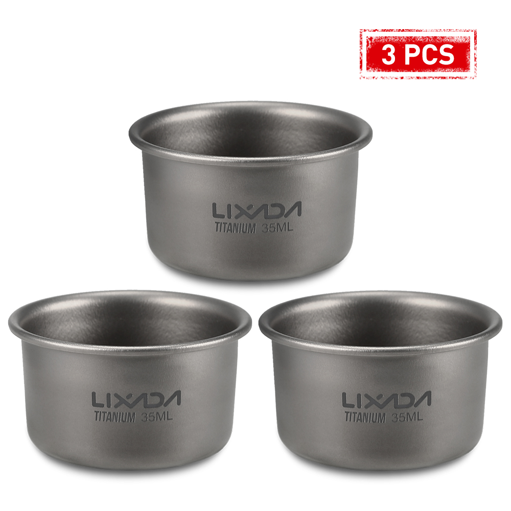 Camping Cooking Pot With Lid - 1/3pcs Lixada 35ml Mini Titanium Tea