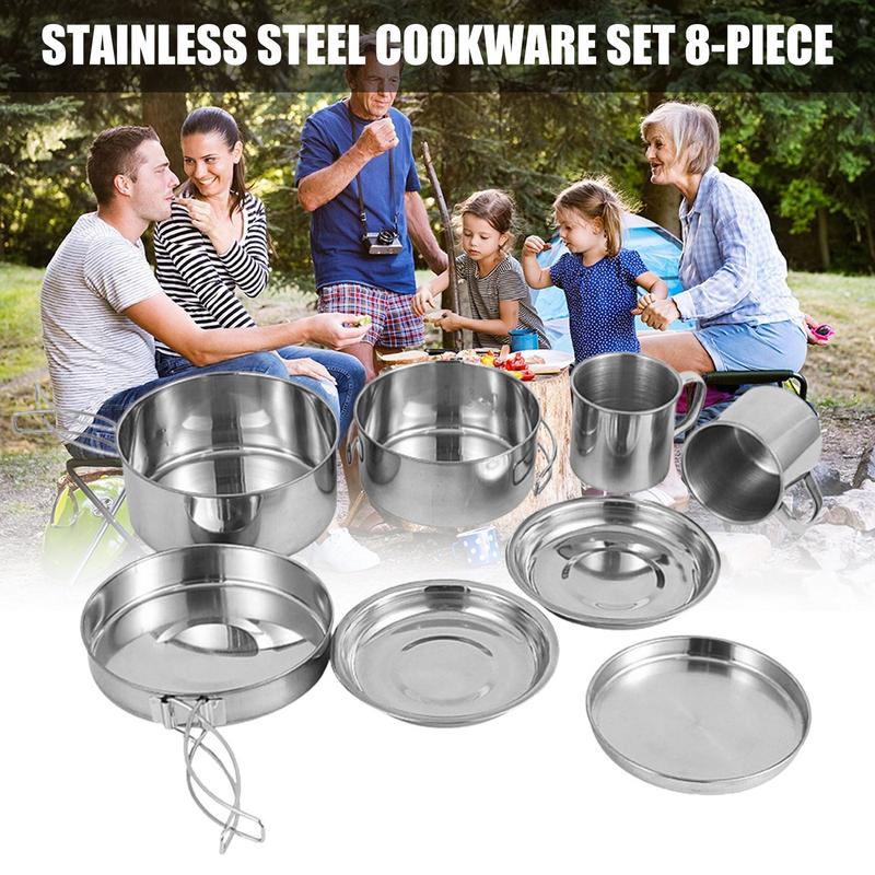 8pcs/set Stainless Steel Outdo – обзор и цена Camping Cooking Pack