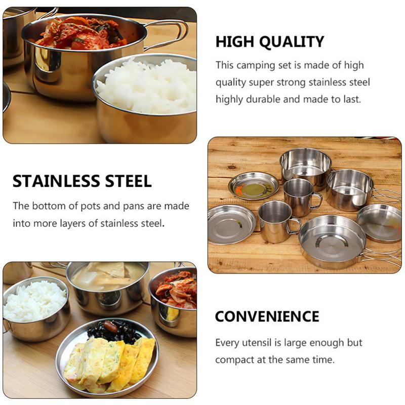 8pcs/set Stainless Steel Outdo – обзор и цена Camping Cooking Pack
