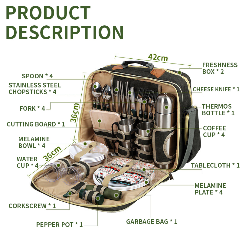 Portable Luxury Camping Picnic – обзор и цена Camping Cooking Set For 4