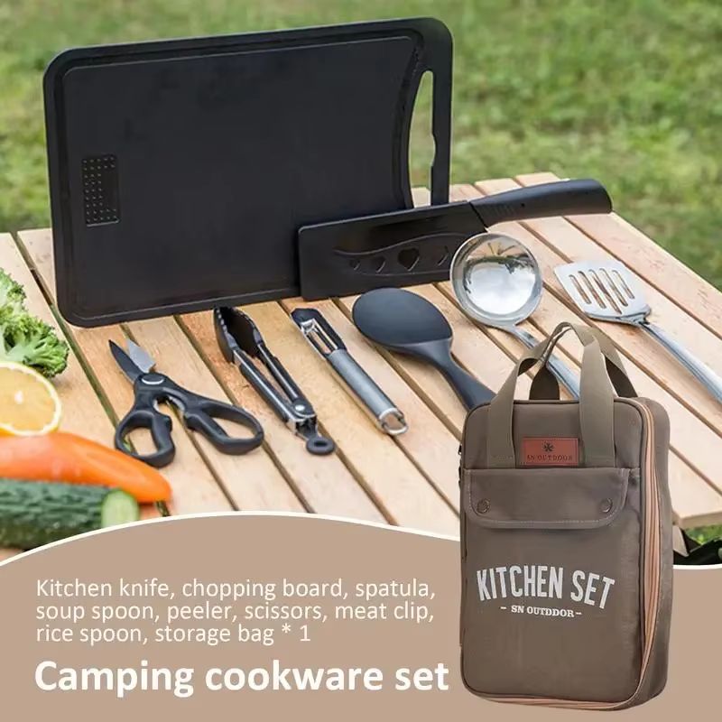 8pcs Camping Kitchen Cookware  – обзор и цена Camping Cooking Set With Bag