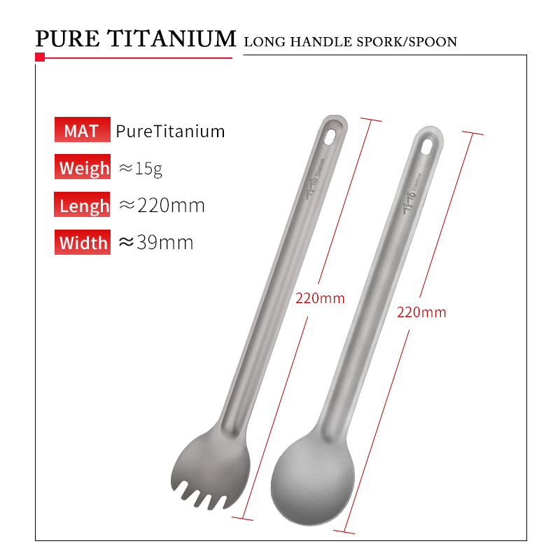 TiTo Titanium Spork Spoon Long – обзор и цена Camping Cooking Handle