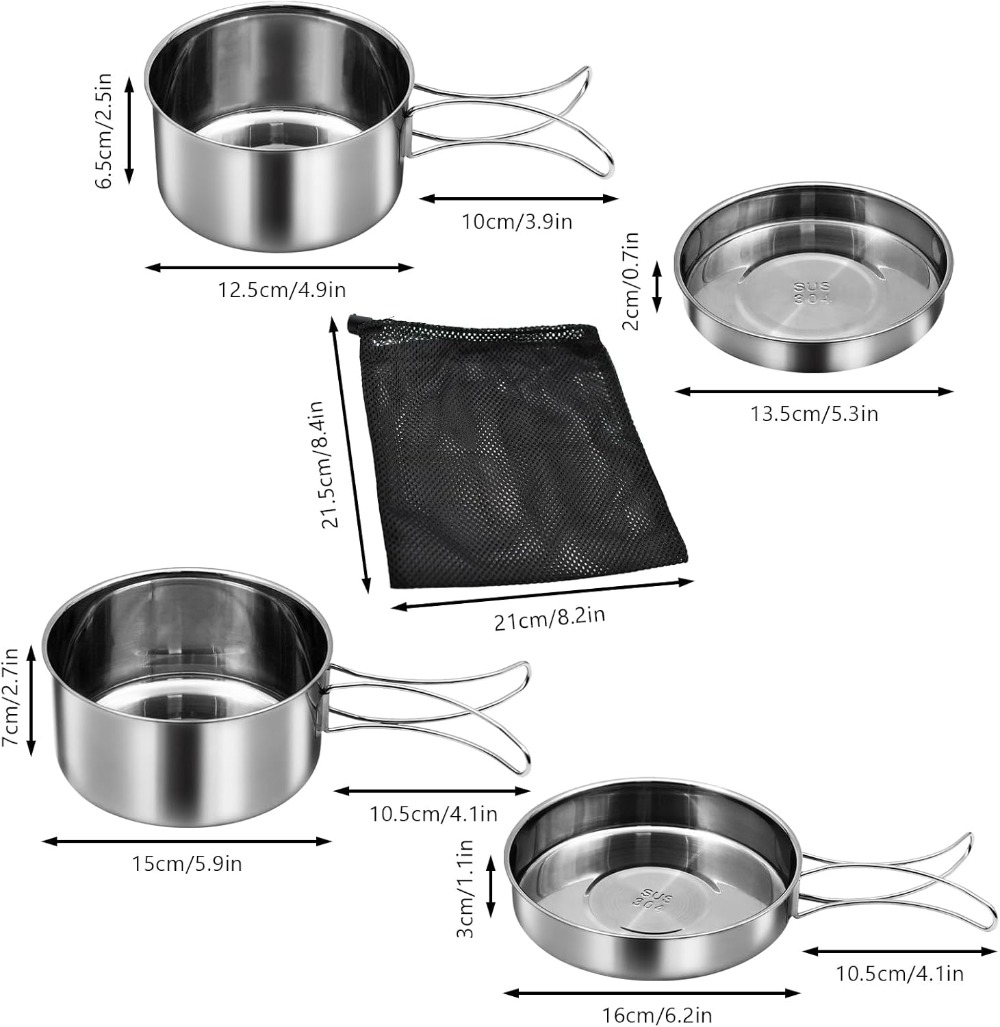 18/8 Stainless Steel Camping C – обзор и цена Camping Cooking Set For 4