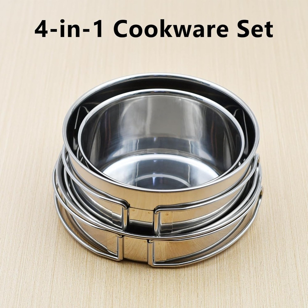 18/8 Stainless Steel Camping C – обзор и цена Camping Cooking Set For 4