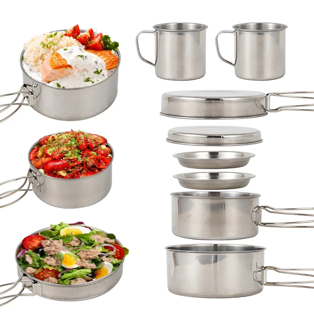 8pcs/Set Camping Cookware Mess – обзор и цена Camping Cooking Pack