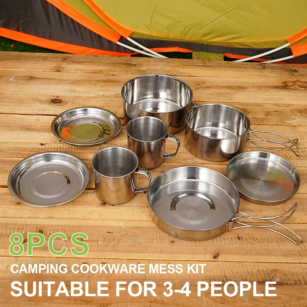 8pcs/Set Camping Cookware Mess – обзор и цена Camping Cooking Pack