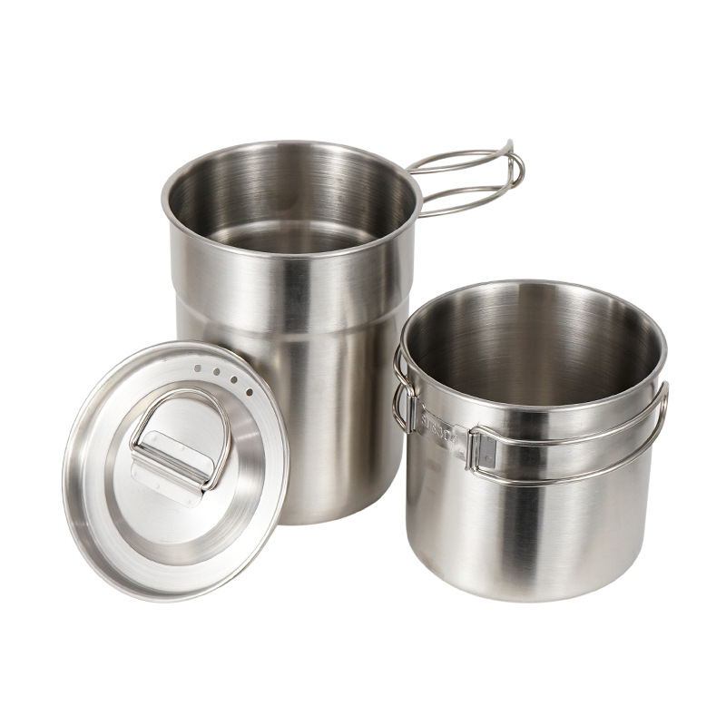 2Pcs/Set Camping Kettle Stainl – обзор и цена Camping Cooking Set With Kettle