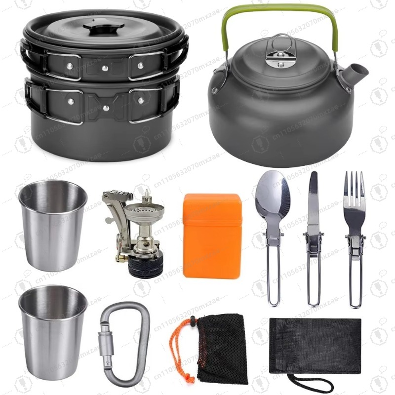 Outdoor aluminum cookware 10-p – обзор и цена Camping Cooking Accessories Set