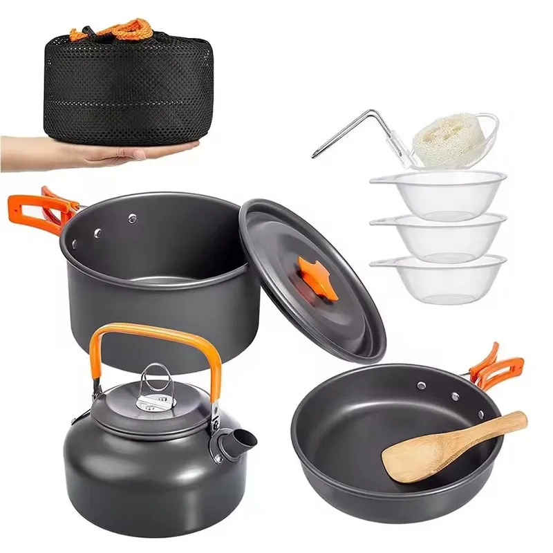 Outdoor Aluminum Alloy Camping – обзор и цена Camping Cooking Set With Kettle