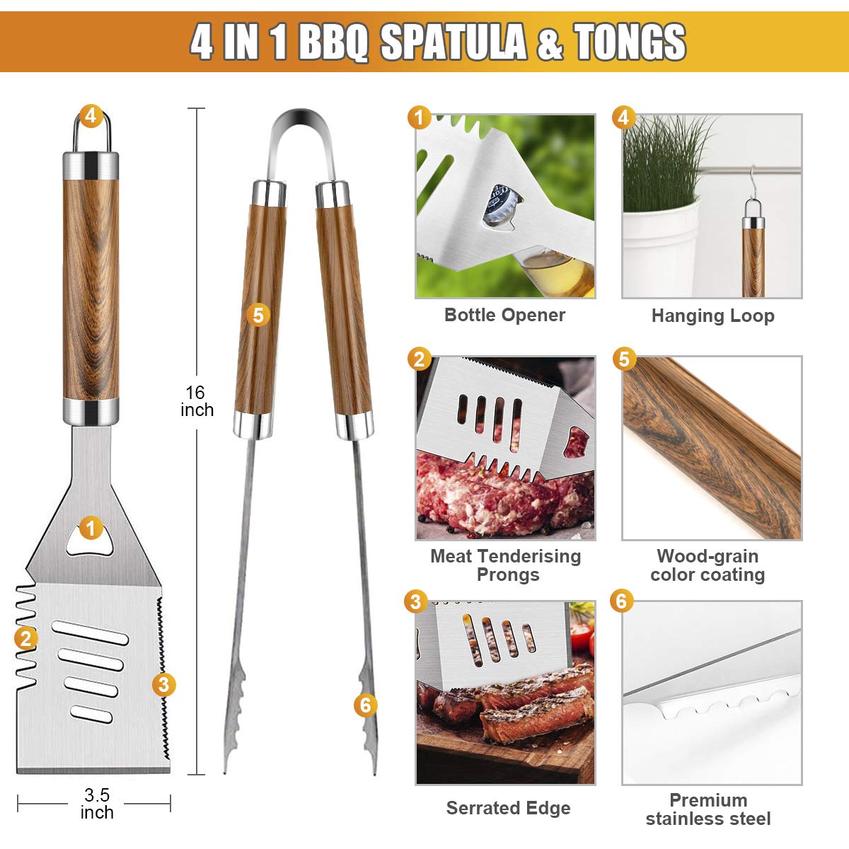 38PCS BBQ Grill Accessories Se – обзор и цена Camping Cooking Accessories Set