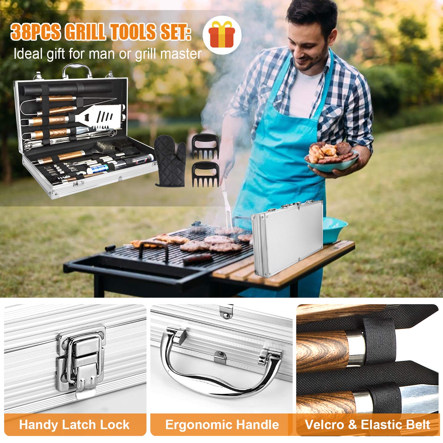 38PCS BBQ Grill Accessories Se – обзор и цена Camping Cooking Accessories Set