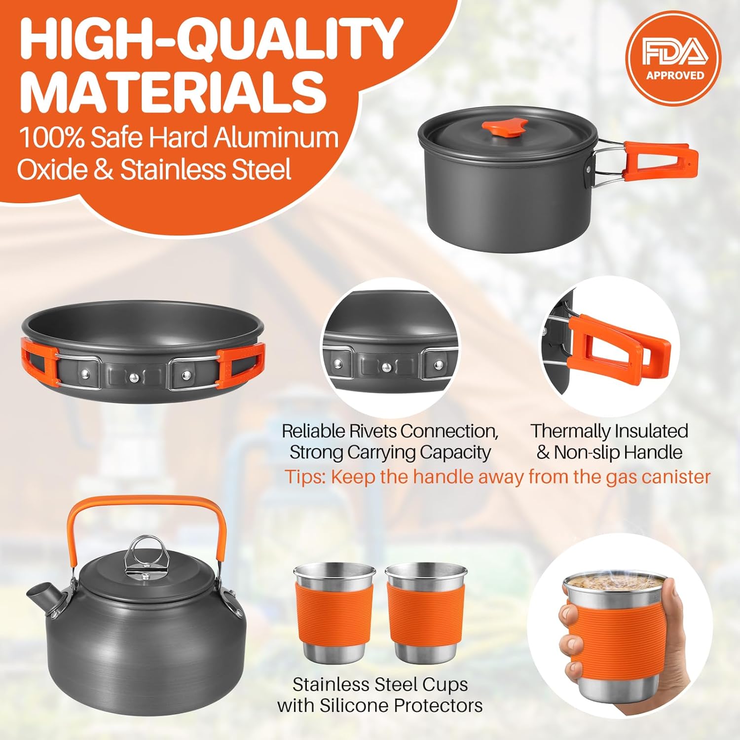 Non-Stick Camping Cookware Set – обзор и цена Camping Cooking Set With Kettle