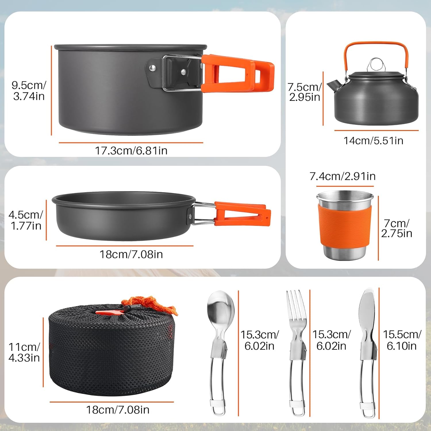 Non-Stick Camping Cookware Set – обзор и цена Camping Cooking Set With Kettle