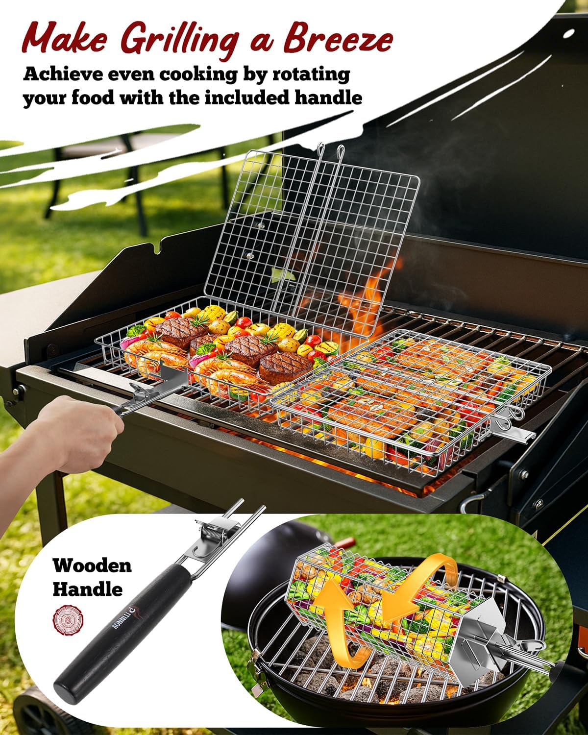 Grill Baskets For Outdoor Gril – обзор и цена Camping Cooking Handle