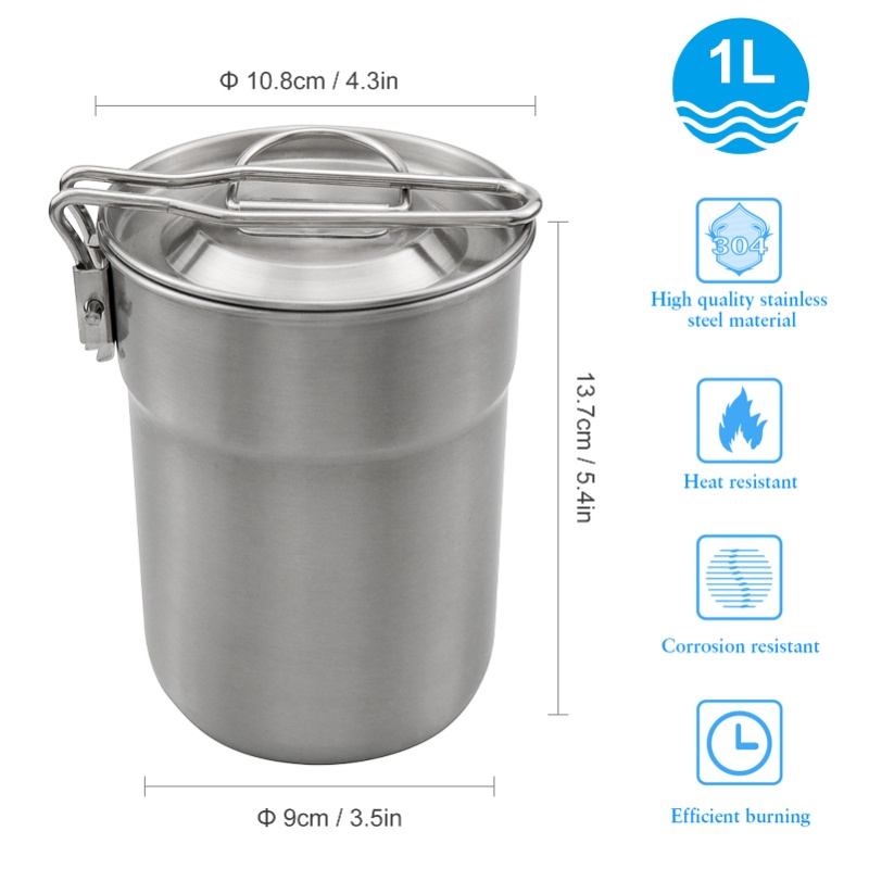 1L Coffee Cup With Folding Han – обзор и цена Camping Cooking Pot With Lid