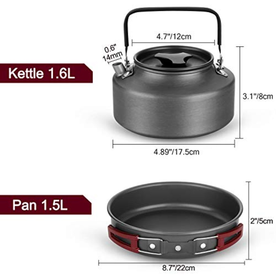 22pcs Camping Cookware Mess Ki – обзор и цена Camping Cooking Set With Kettle