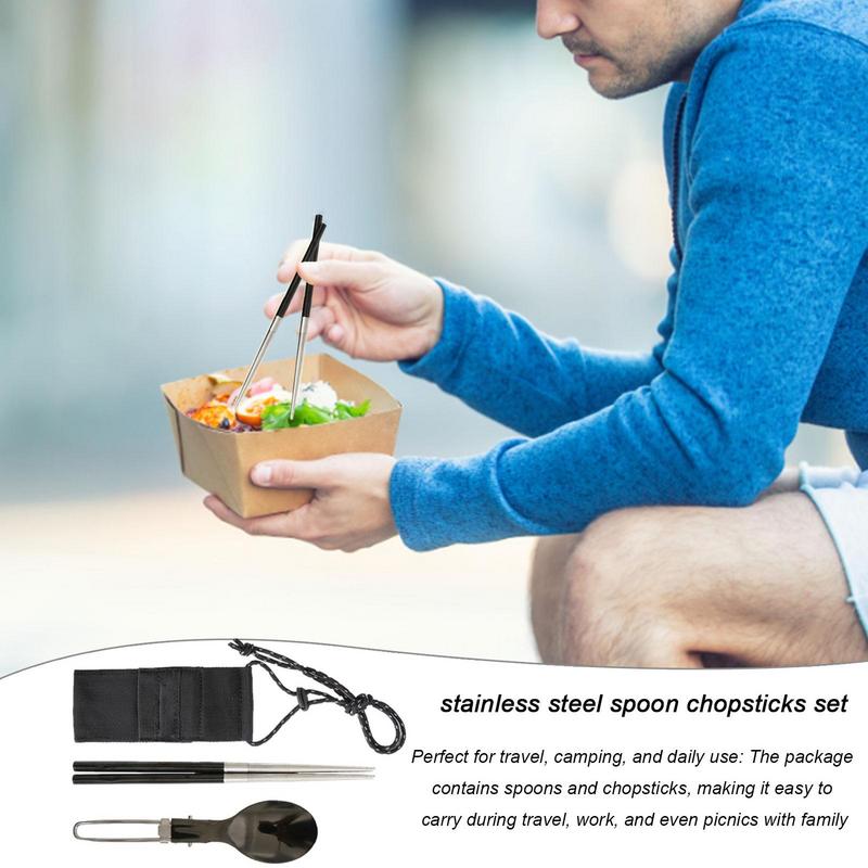 Foldable Spoon Chopsticks Trav – обзор и цена Camping Cooking And Eating Set