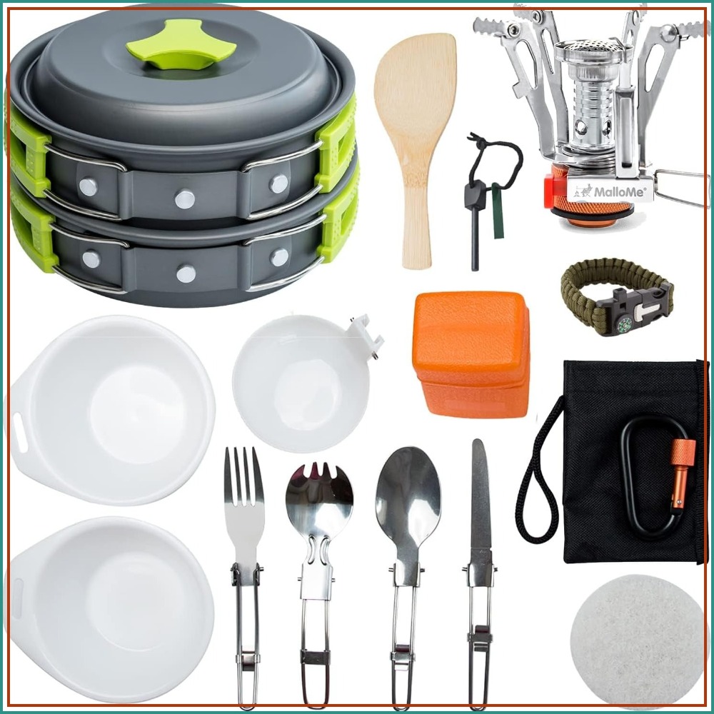 18pc Camping Cookware Mess Kit – обзор и цена Camping Hiking Cooking