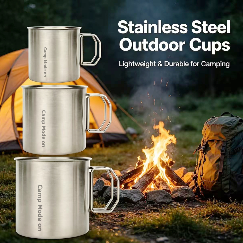 Set of 3 Cup Stainless Steel C – обзор и цена Camping Cooking Pot With Lid