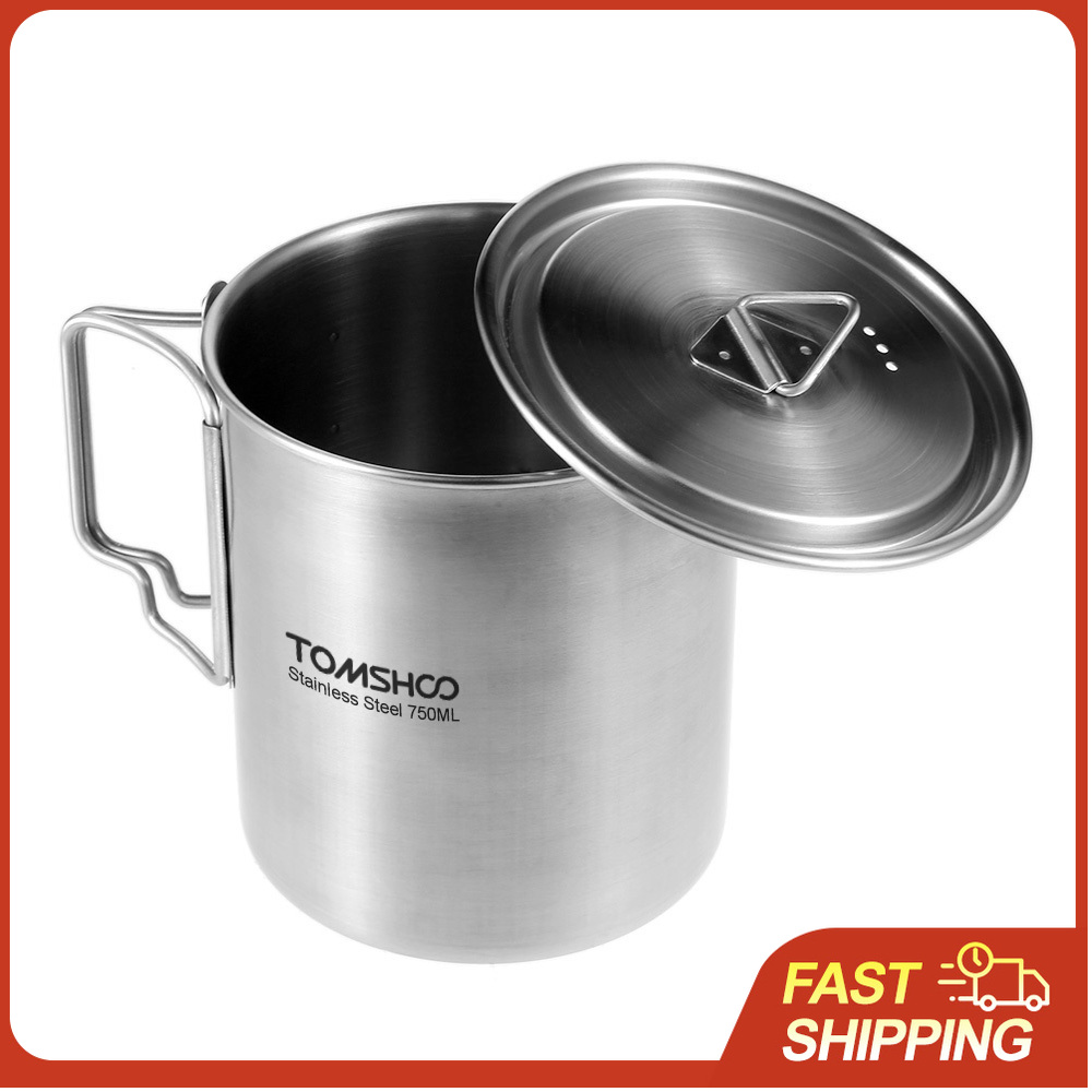 TOMSHOO 750ml Stainless Steel  – обзор и цена Camping Cooking Pot With Lid