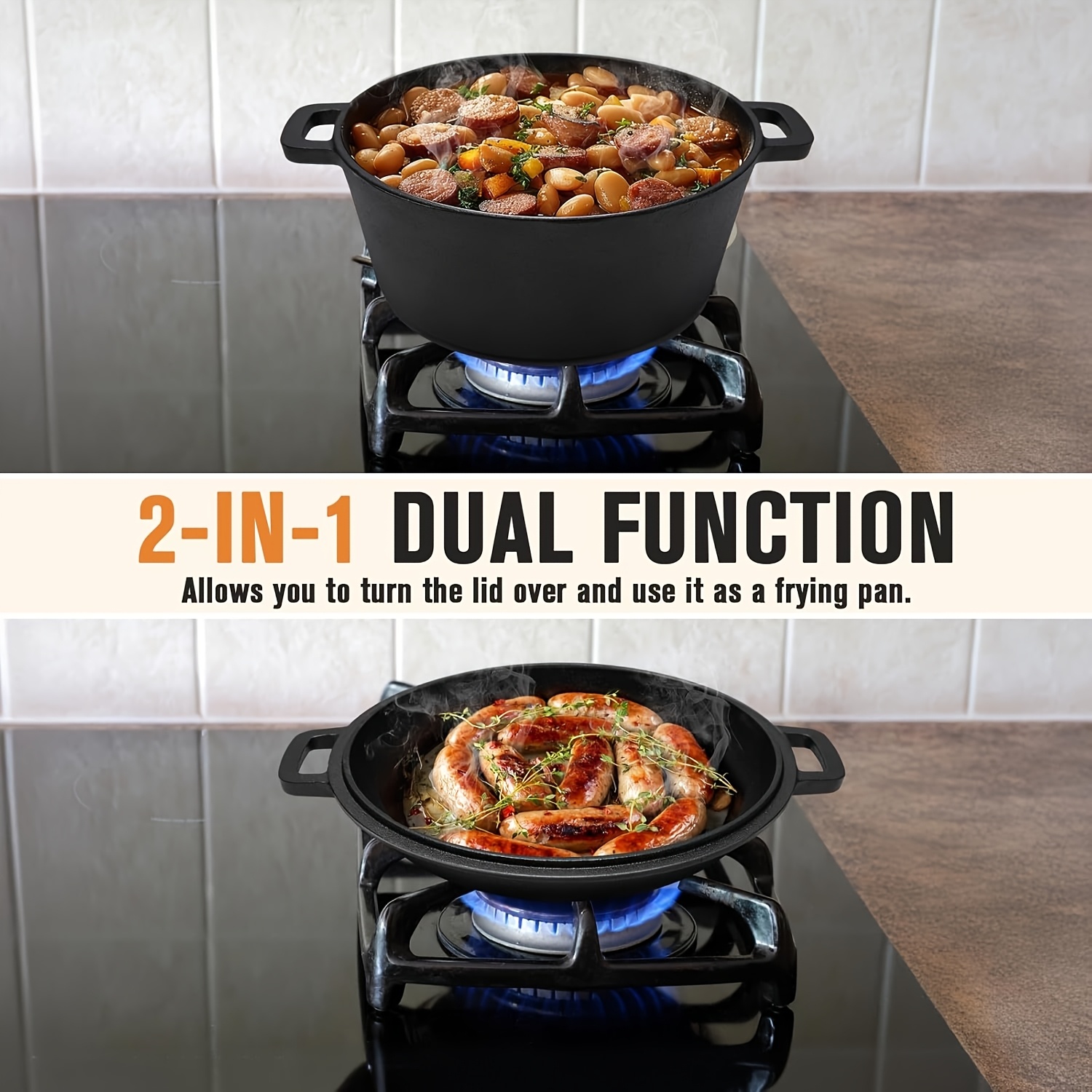 Black 5 QT Cast Iron Dutch Ove – обзор и цена Camping Cooking Pot With Lid