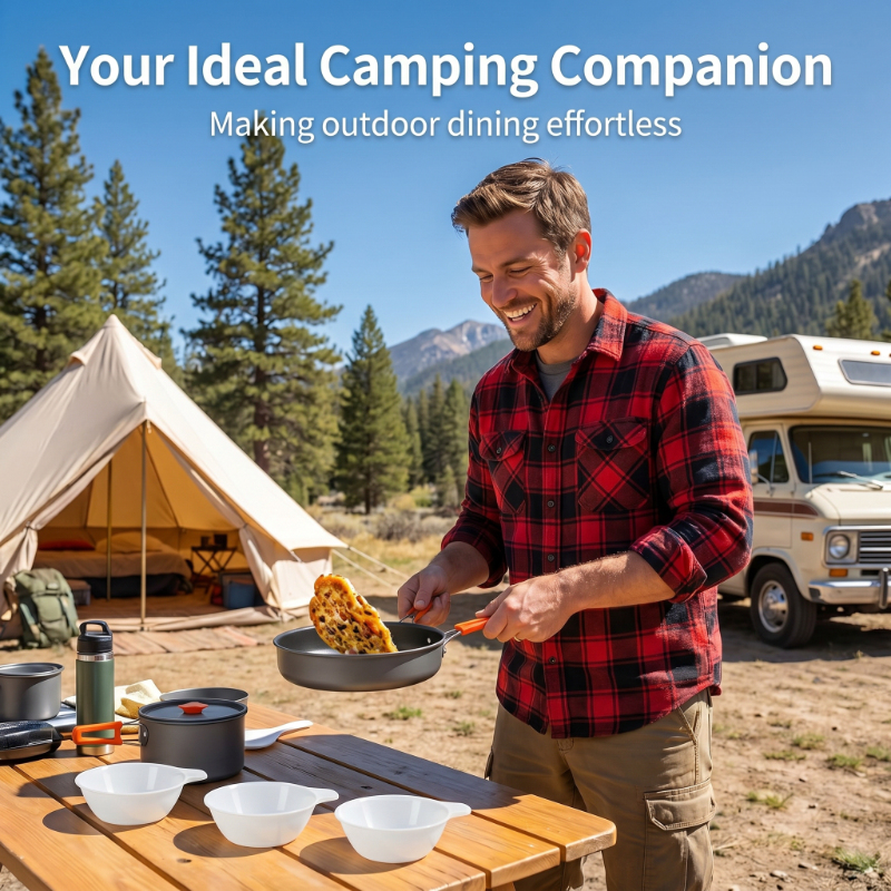 10PCS Ultralight Portable Alum – обзор и цена Camping Cooking Set With Kettle