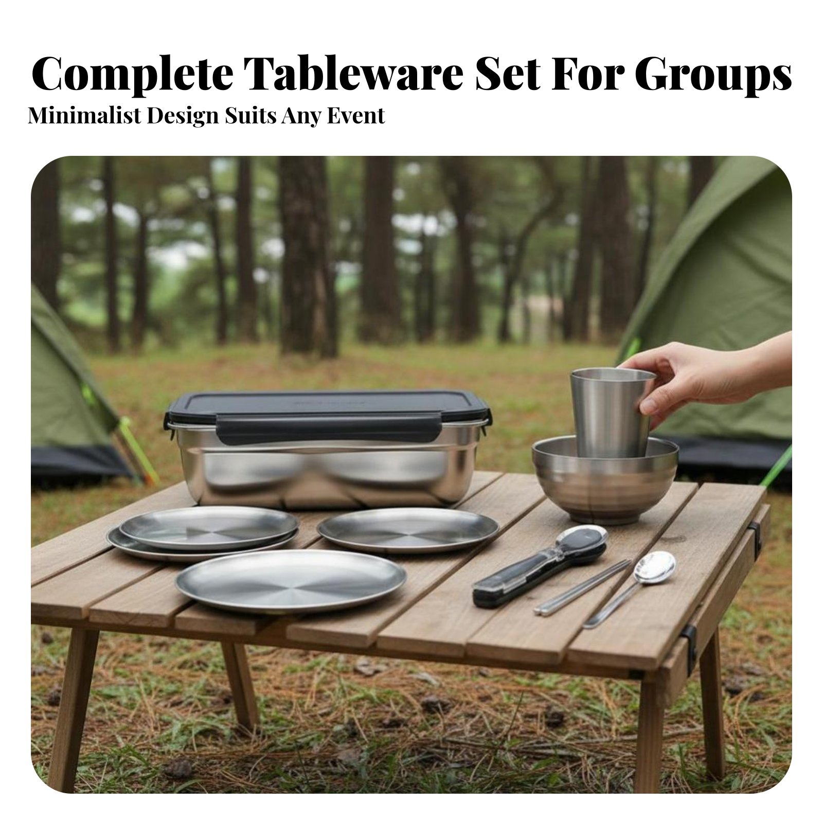 304 Stainless Steel Outdoor Ta – обзор и цена Camping Cooking Set For 4