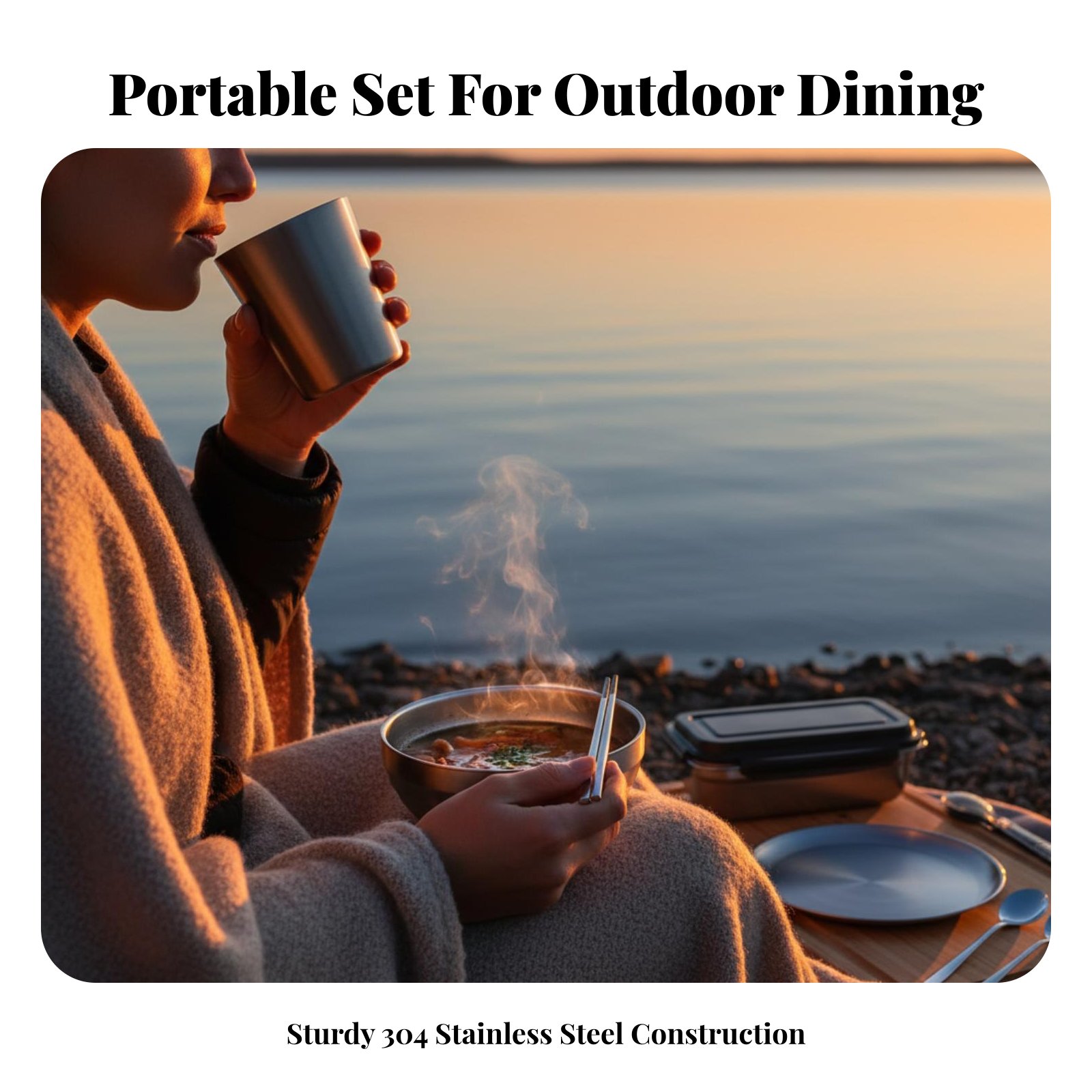 304 Stainless Steel Outdoor Ta – обзор и цена Camping Cooking Set For 4