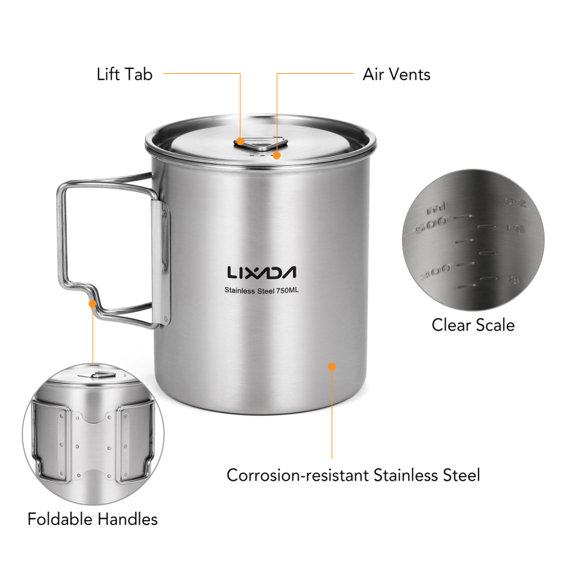 Lixada 750ml Cup Outdoor Stain – обзор и цена Camping Cooking Pack
