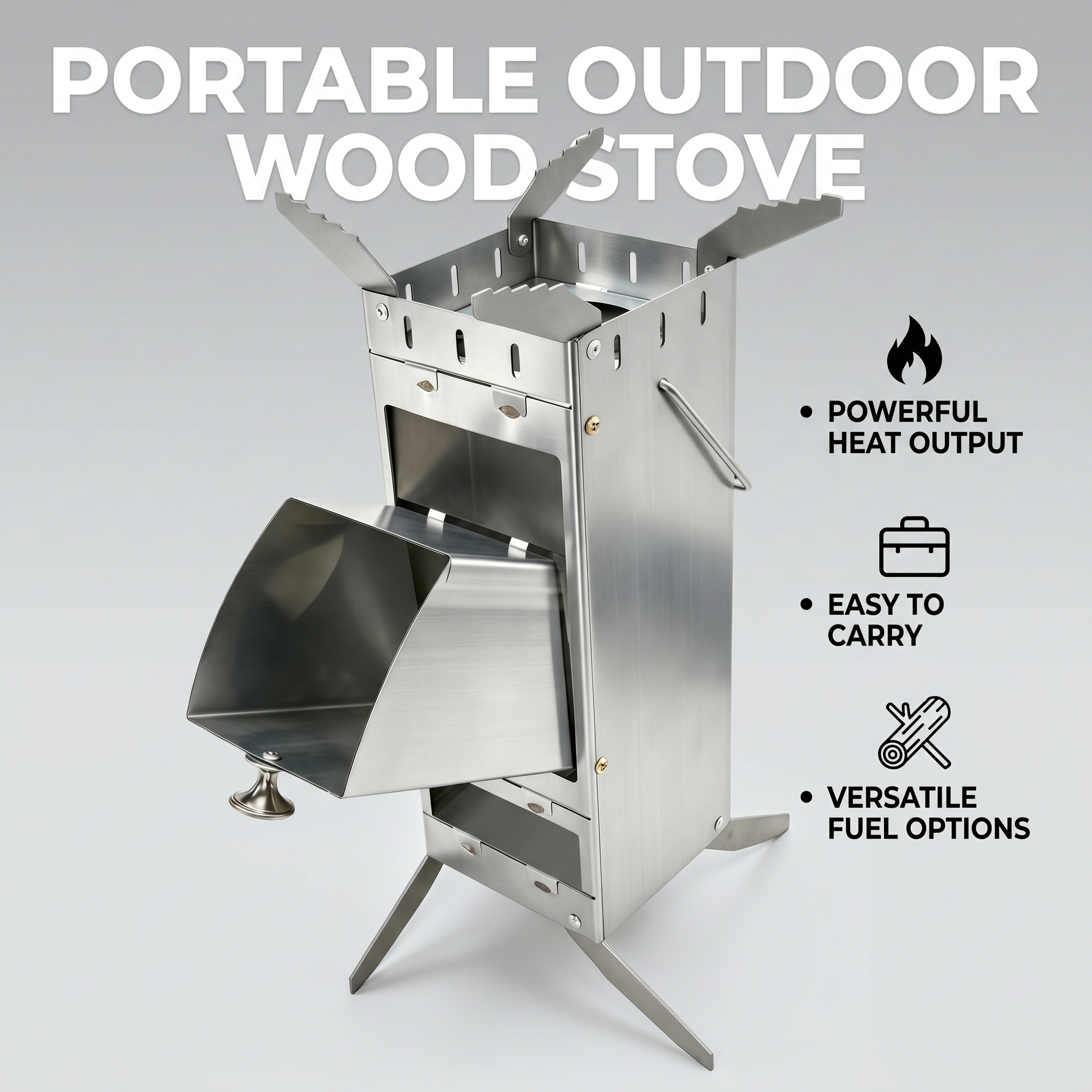 Portable Foldable Rocket Stove – обзор и цена Camping Hiking Cooking