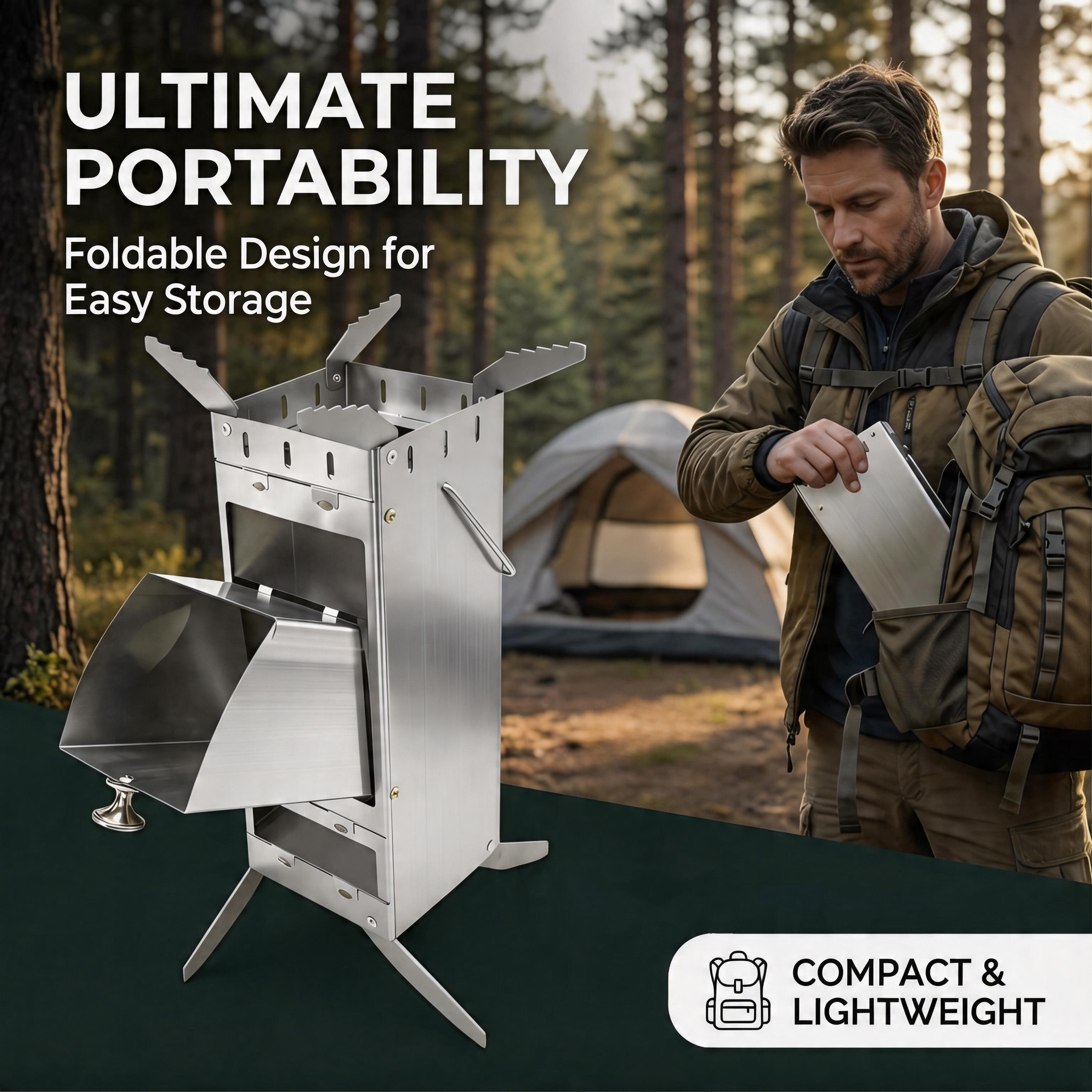 Portable Foldable Rocket Stove – обзор и цена Camping Hiking Cooking
