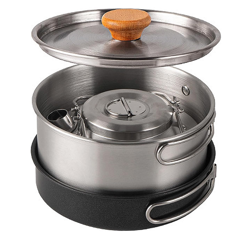High-Grade 304 Stainless Steel – обзор и цена Camping Cooking Set With Kettle