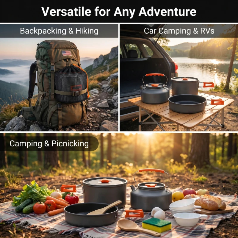 Camping Cookware Set Outdoor P – обзор и цена Camping Cooking And Eating Set